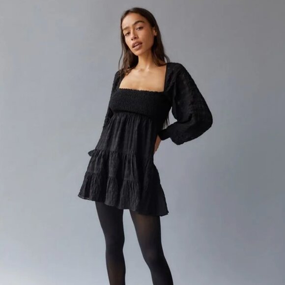 River Smocked Long Sleeve Mini Dress - Picture 2 of 8